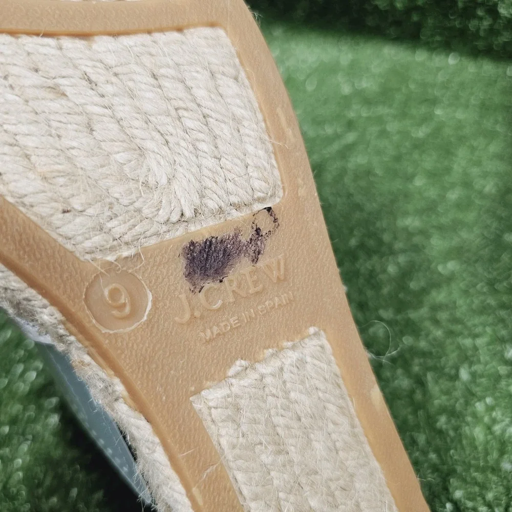 J.Crew Valencia White Perforated Leather Slip On Espadrille Slides Womens‎ 9